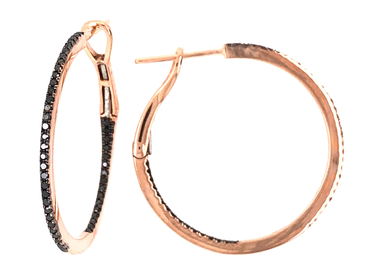 BLACK DIAMOND HOOP EARRING