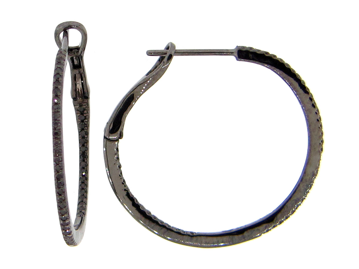 BLACK DIAMOND HOOP EARRING