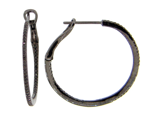 BLACK DIAMOND HOOP EARRING