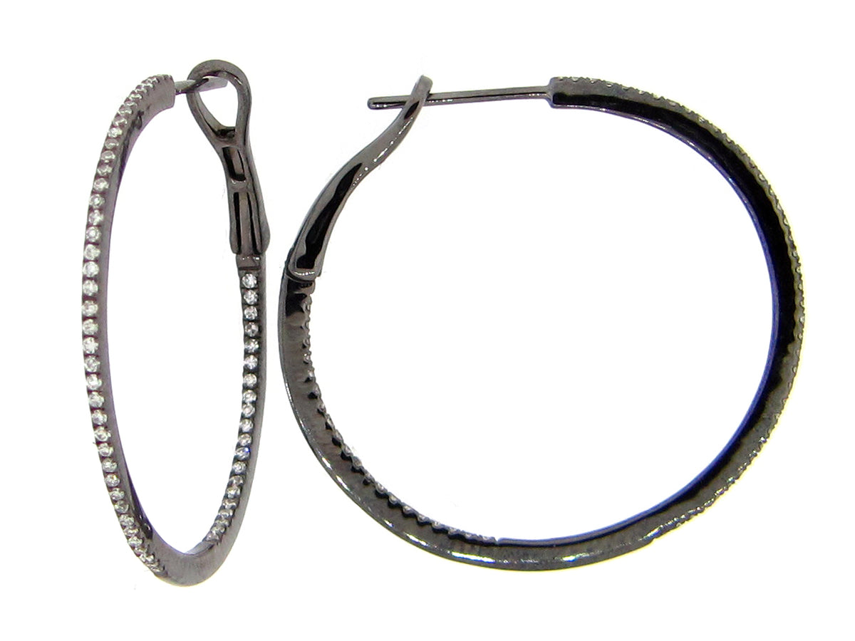 DIAMOND EARRING, 30MM, 14K BLACK FINISH (N)