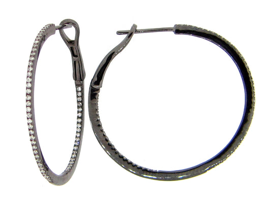 DIAMOND EARRING, 30MM, 14K BLACK FINISH (N)