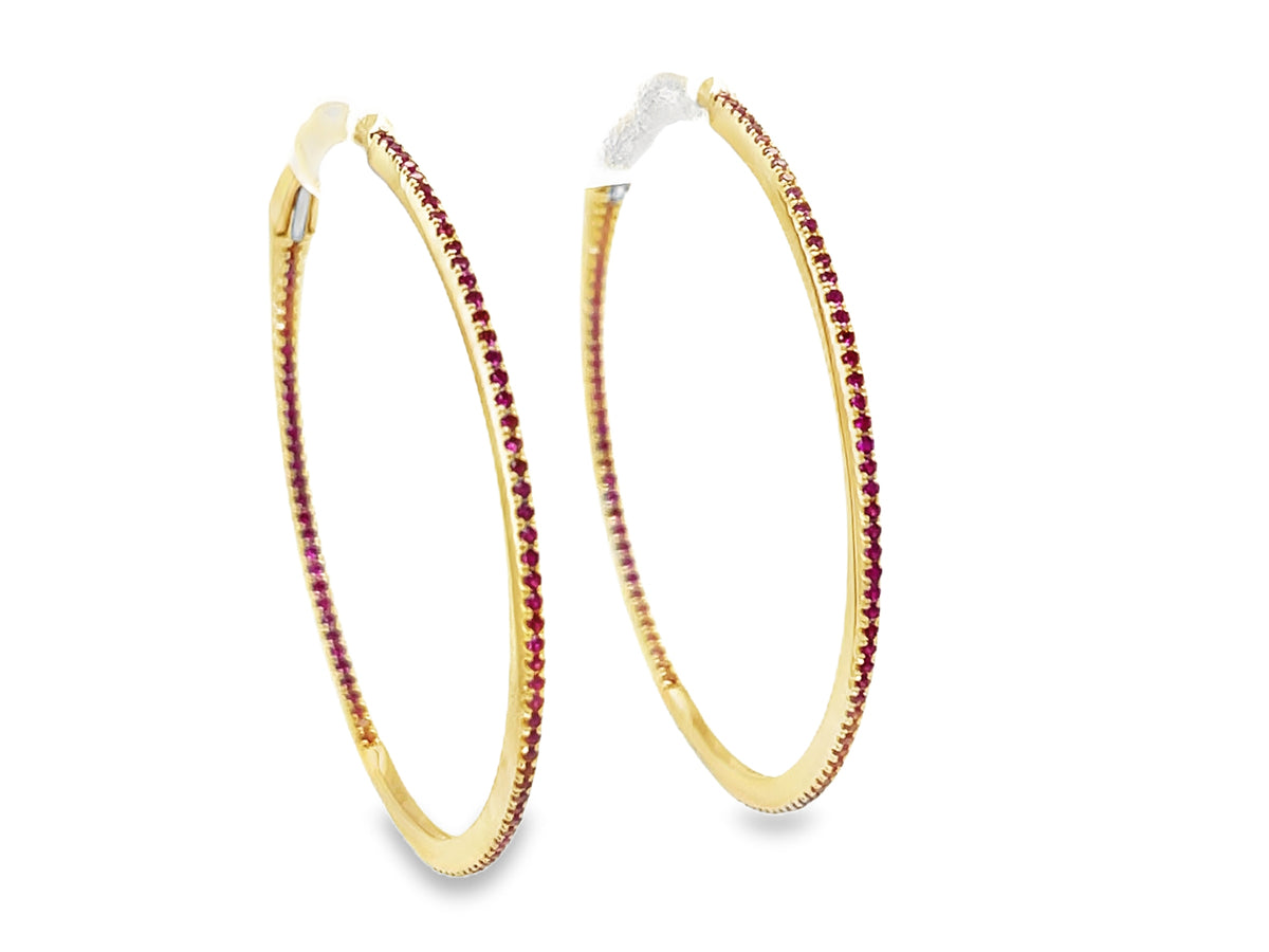 RUBY EARRING, 38MM, 14KY (H)