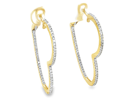 DIAMOND HEART INSIDE OUTSIDE HOOP EARRING, 30X27MM