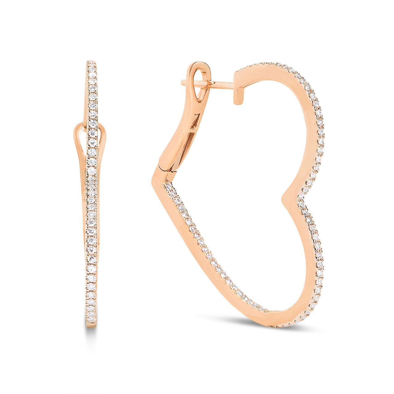 Diamond Heart Slim Hoop Earring