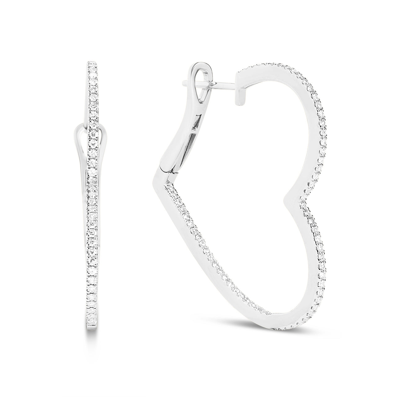 Diamond Heart Slim Hoop Earring
