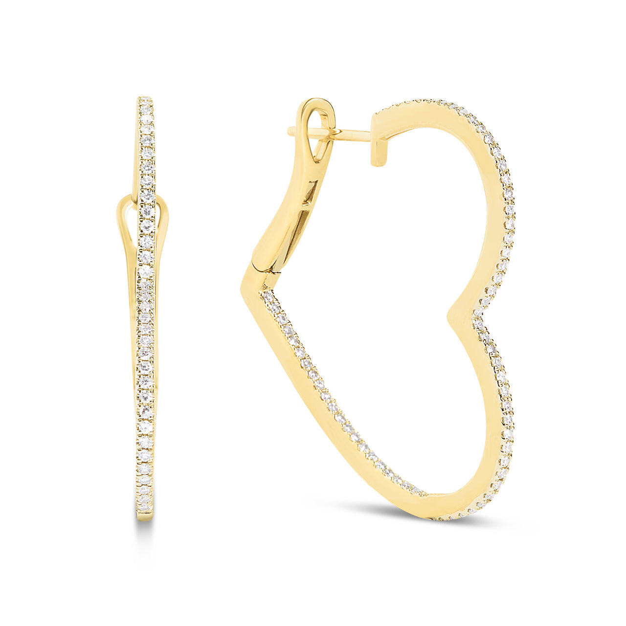 Diamond Heart Slim Hoop Earring