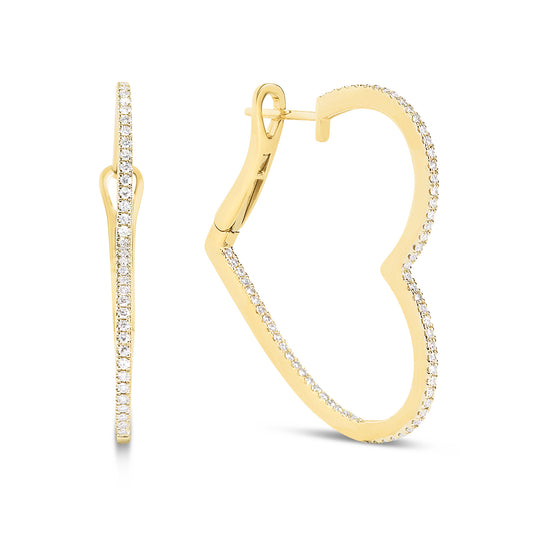Diamond Heart Slim Hoop Earring