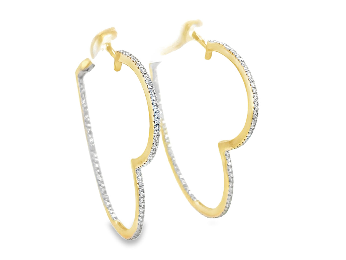 DIAMOND HEART INSIDE OUTSIDE HOOP EARRING, 38X34MM