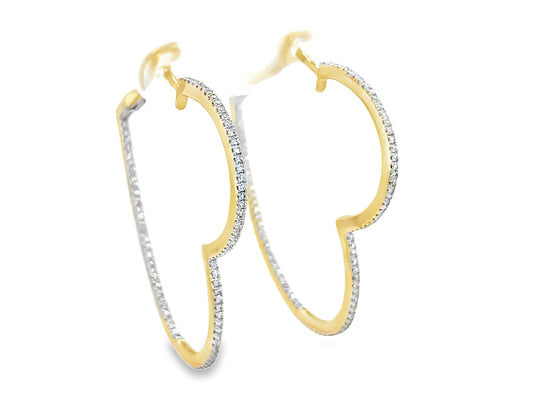 DIAMOND HEART INSIDE OUTSIDE HOOP EARRING, 38X34MM