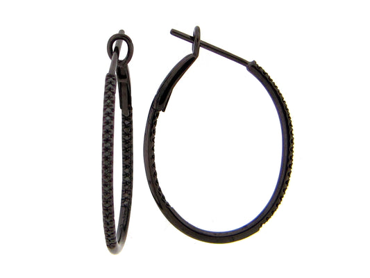 BLACK DIAMOND OVAL HOOP EARRING, 26X20MM, 14K BLACK FINISH (R)