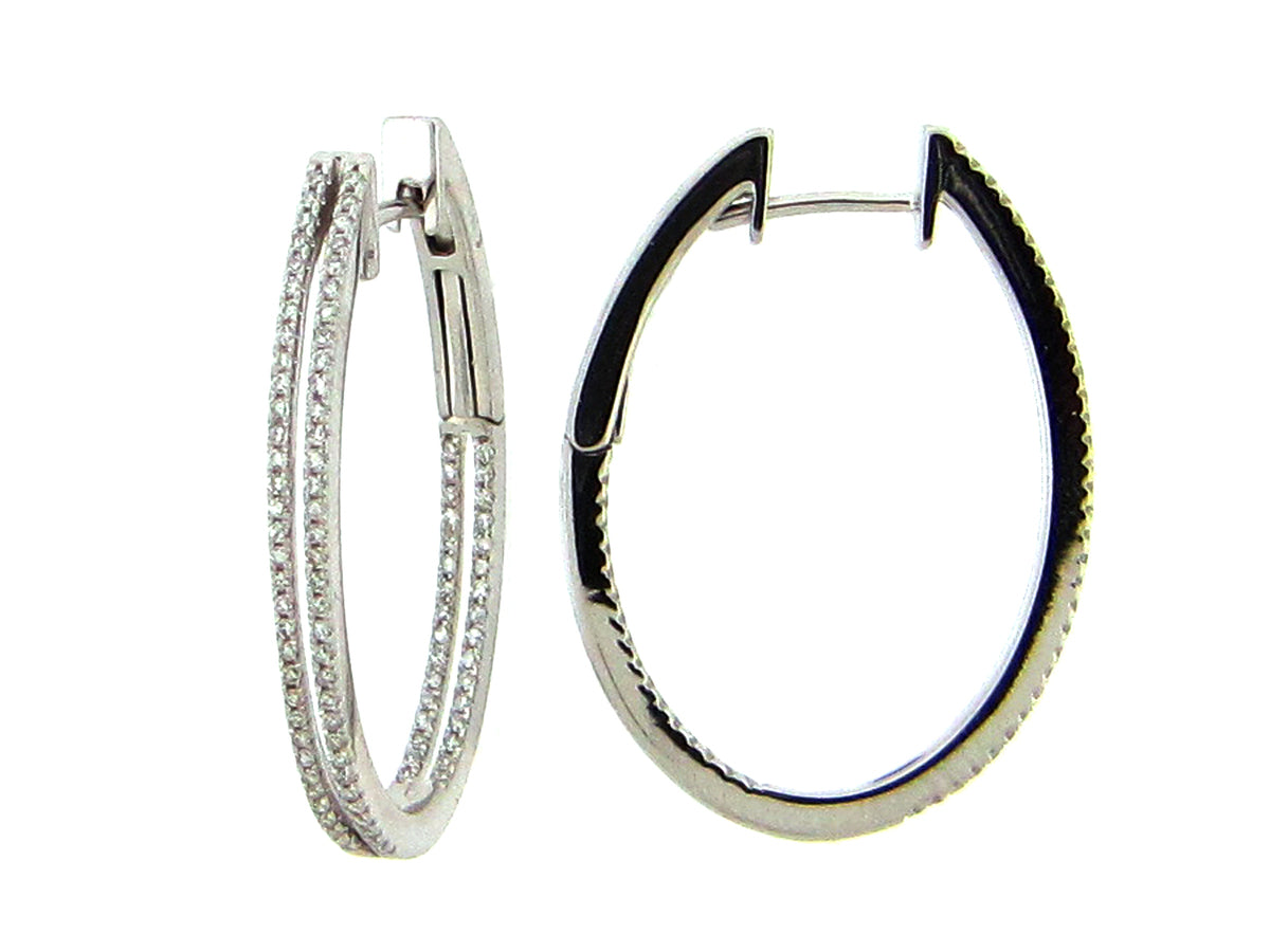 DIAMOND 2 ROW OVAL EARRING