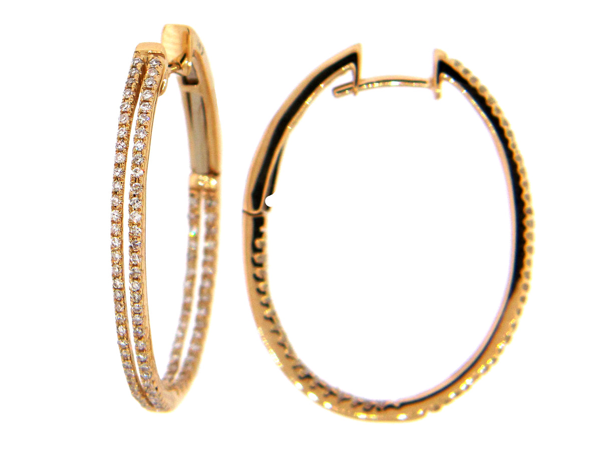 DIAMOND 2 ROW OVAL EARRING
