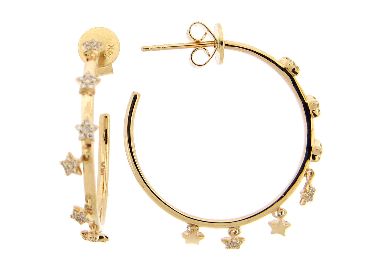 DIAMOND STARS 25MM J HOOP EARRING