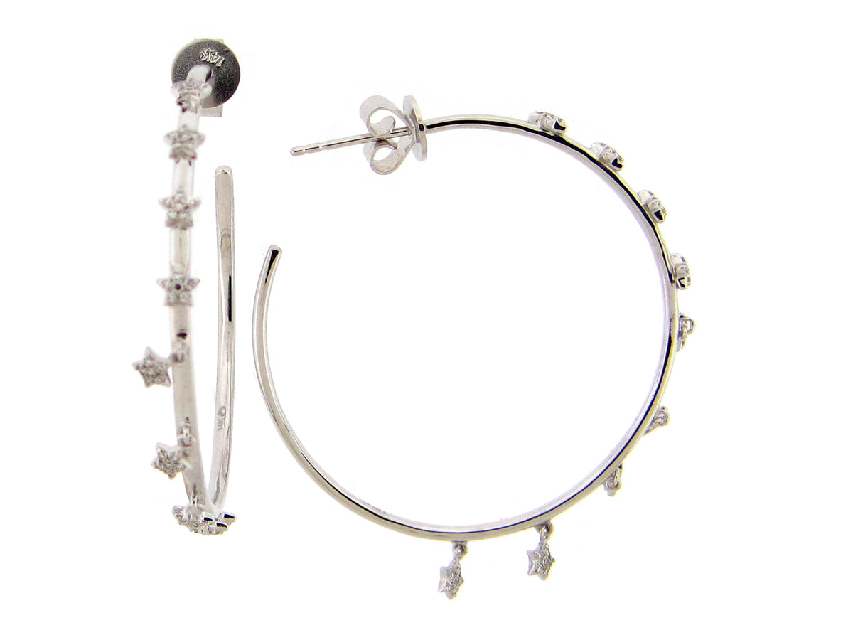 DIAMOND STARS 35MM J HOOP EARRING