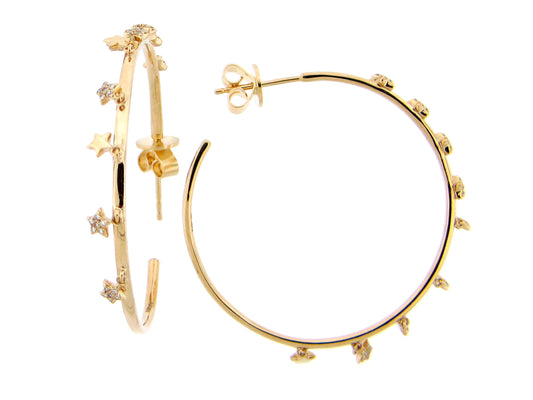 DIAMOND STARS 35MM J HOOP EARRING