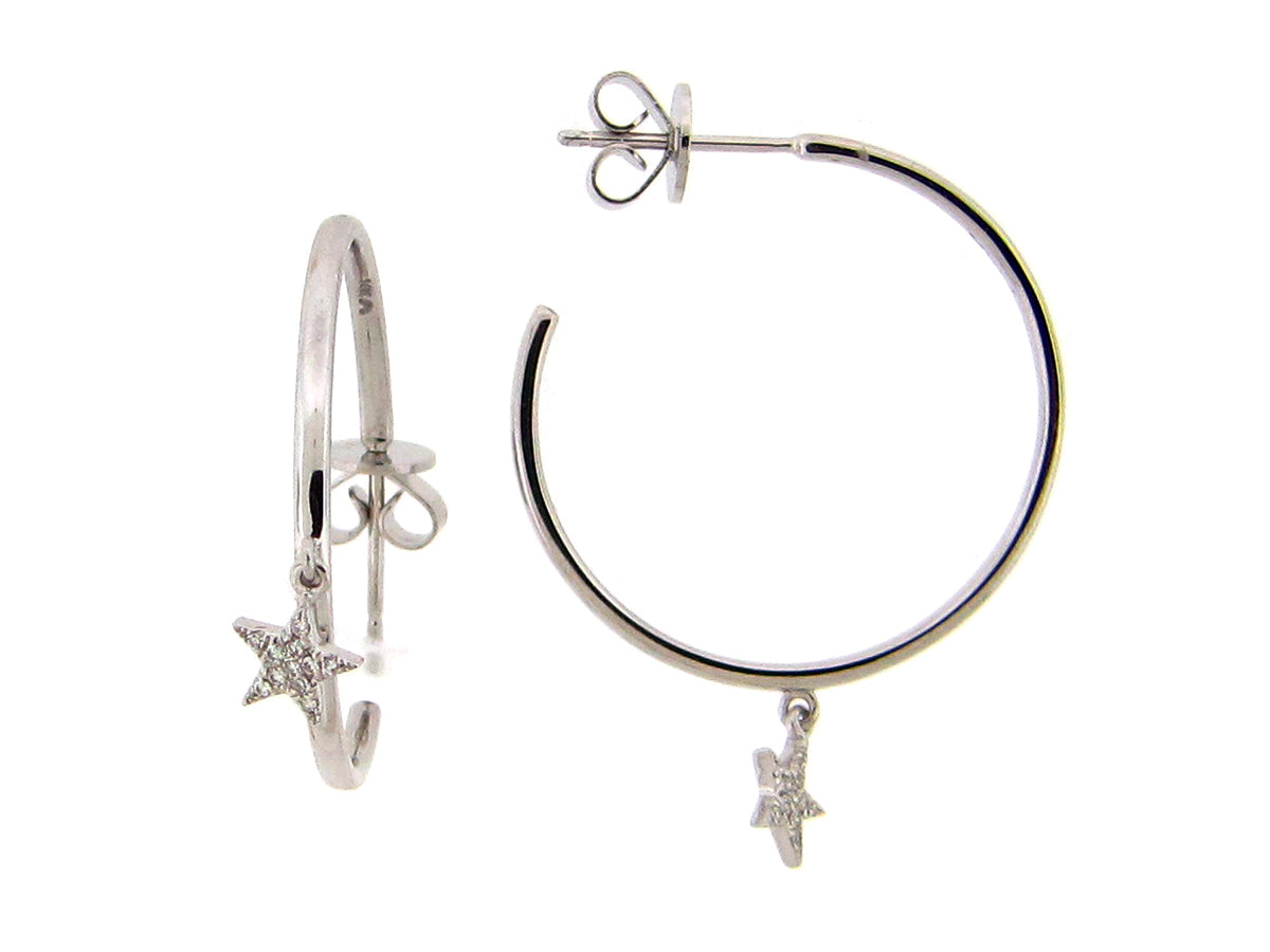 DIAMOND STAR 25MM J HOOP EARRING