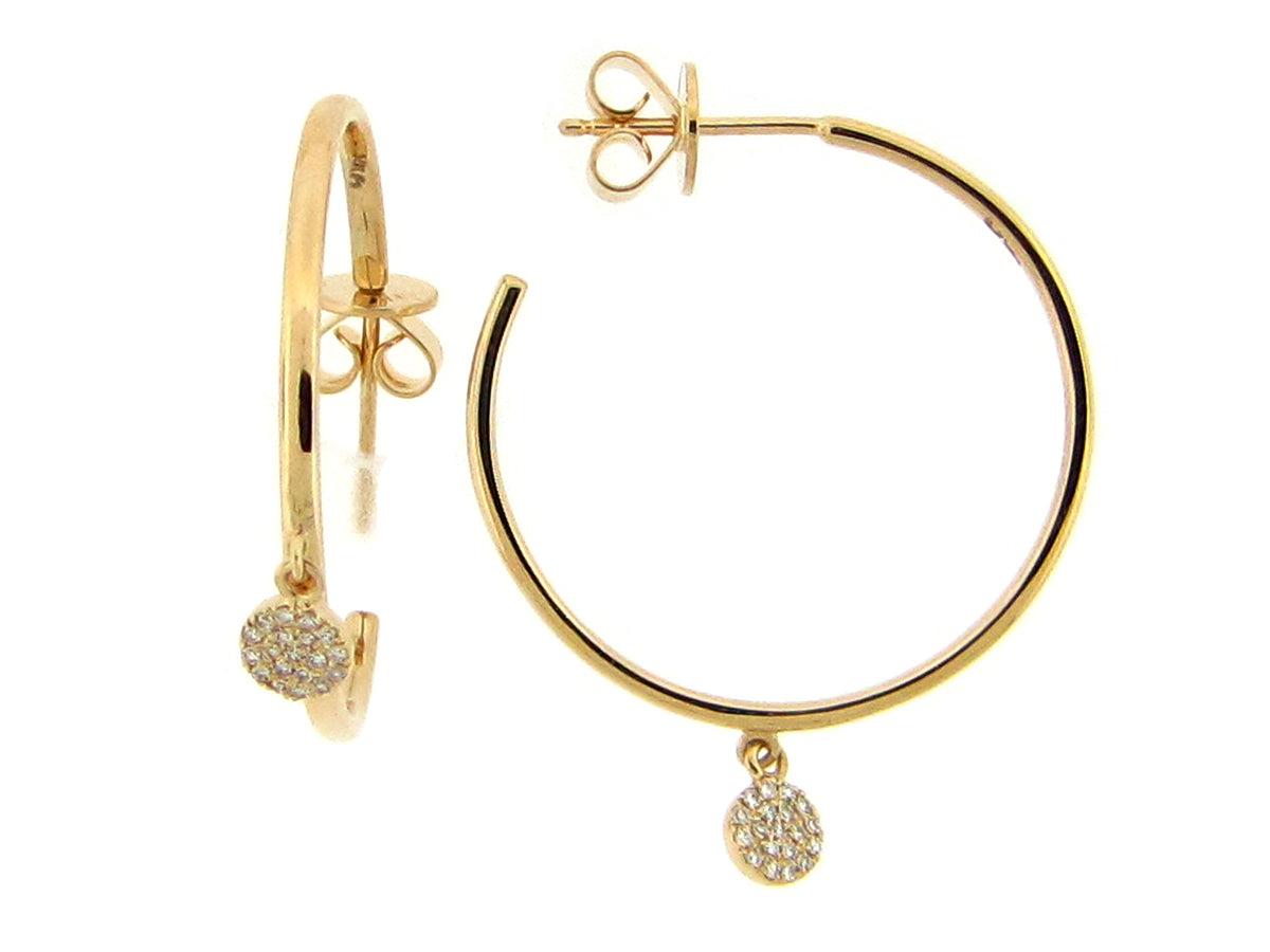 DIAMOND DISC 25MM J HOOP EARRING