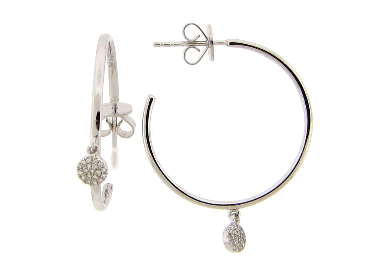 DIAMOND DISC 25MM J HOOP EARRING