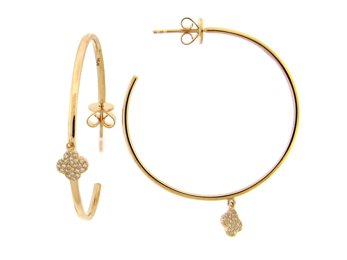 DIAMOND CLOVER 35MM J HOOP EARRING