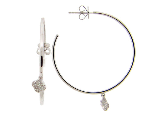DIAMOND CLOVER 35MM J HOOP EARRING