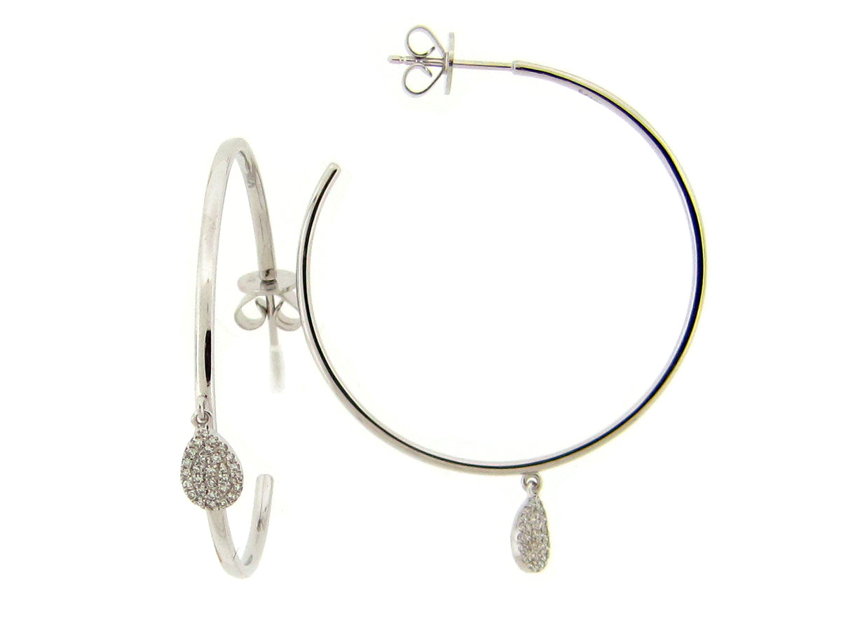 DIAMOND PEAR 35MM J HOOP EARRING
