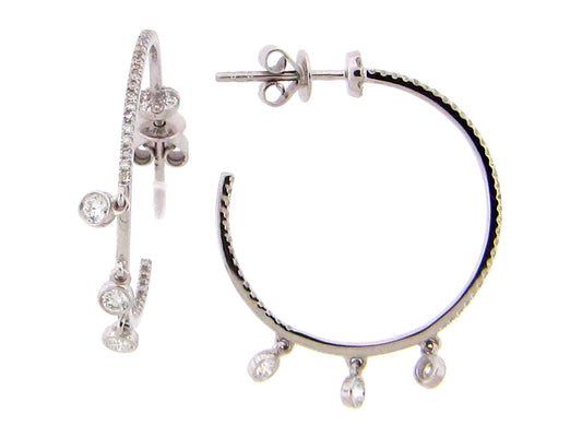 DIAMOND 3 BEZEL CHARMS 24MM JHOOP EARRING