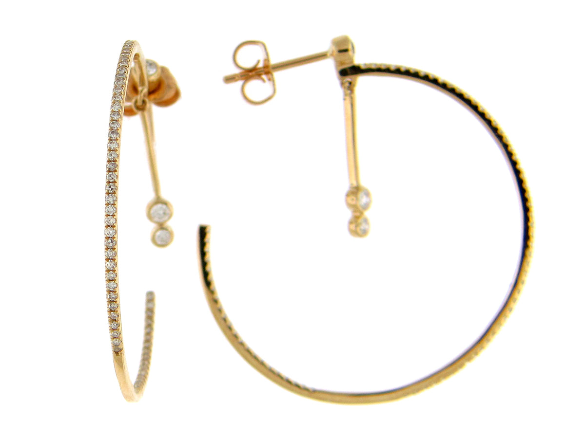 DIAMOND 31MM J HOOP BEZEL BAR  EARRING