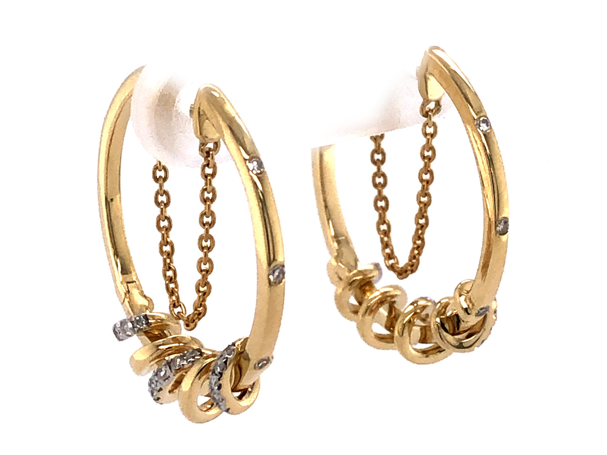 DIAMOND WIRE WRAP HOOP CHAIN EARRING