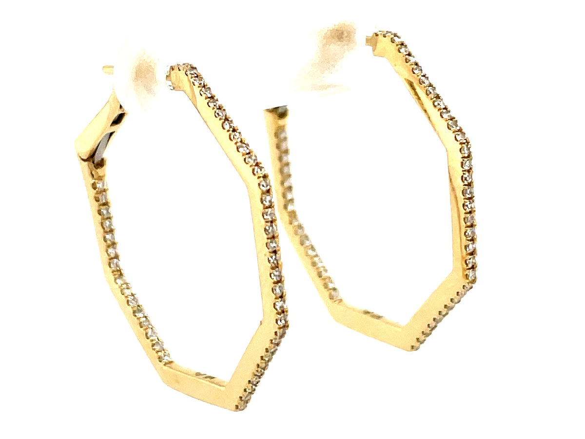 DIAMOND OCTAGON INSIDE OUTSIDE HOOP EARRING