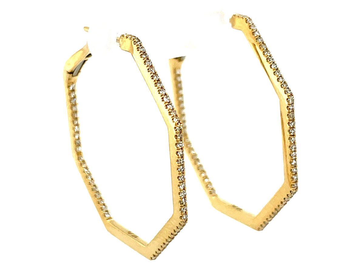 DIAMOND OCTAGON INSIDE OUTSIDE HOOP EARRING