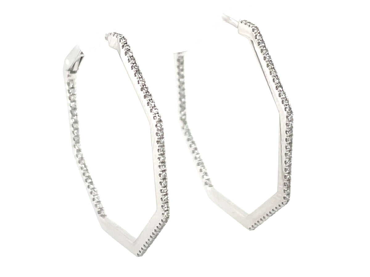 DIAMOND OCTAGON INSIDE OUTSIDE HOOP EARRING