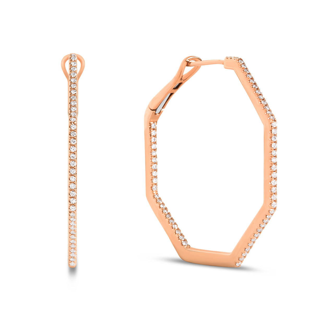 Diamond Octagon Slim Hoop Earring