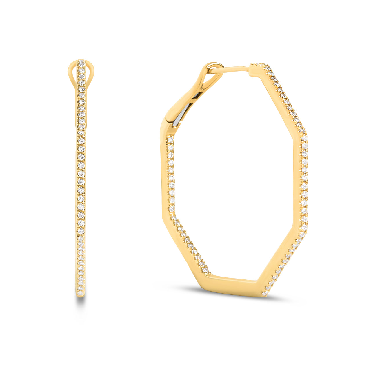 Diamond Octagon Slim Hoop Earring
