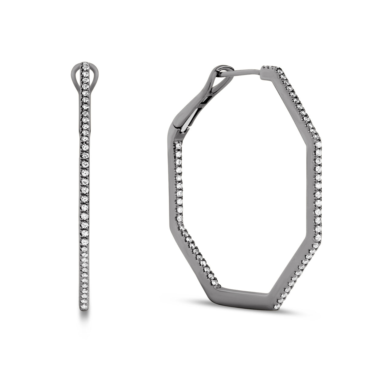 Diamond Octagon Slim Hoop Earring