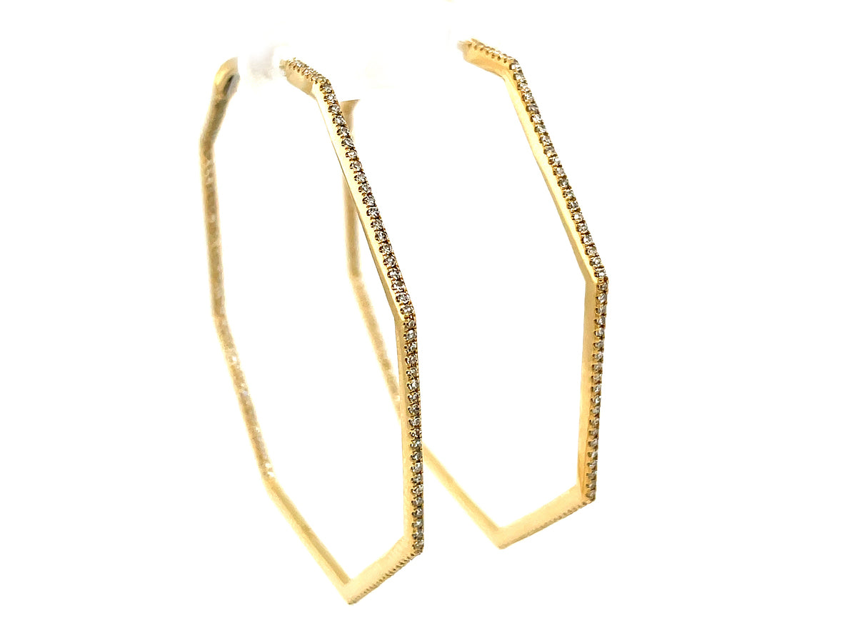 DIAMOND OCTAGON INSIDE OUTSIDE HOOP EARRING