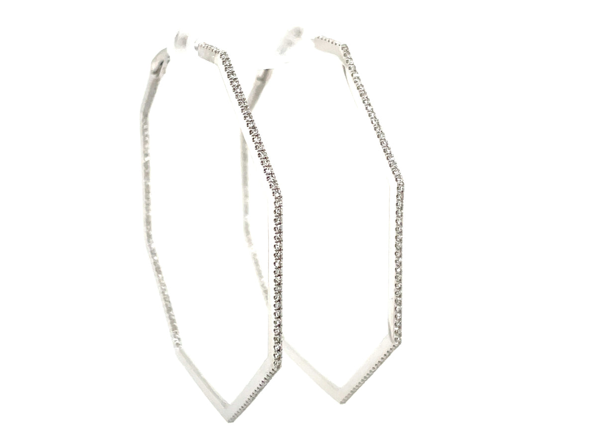 DIAMOND OCTAGON INSIDE OUTSIDE HOOP EARRING