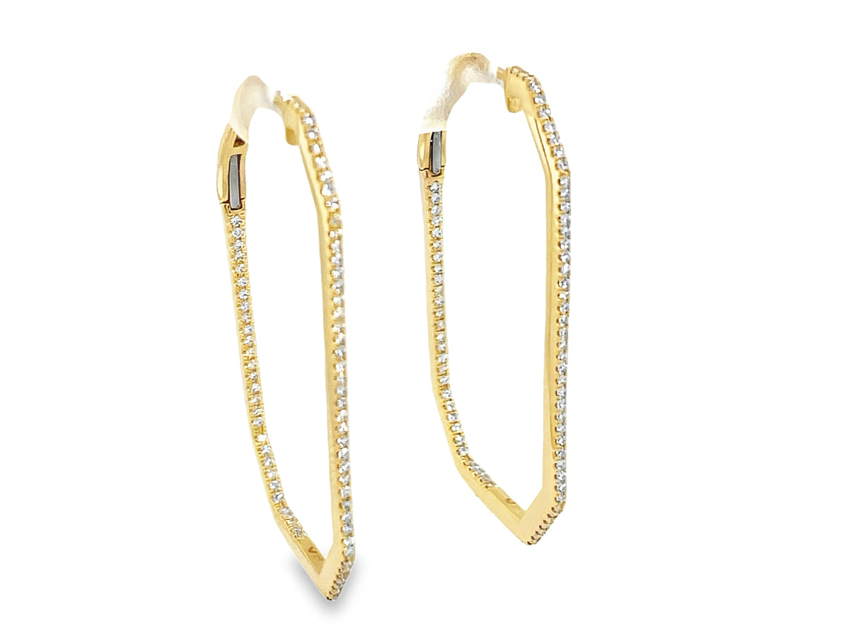 DIAMOND RECTANGLE INSIDE OUTSIDE HOOP EARRING