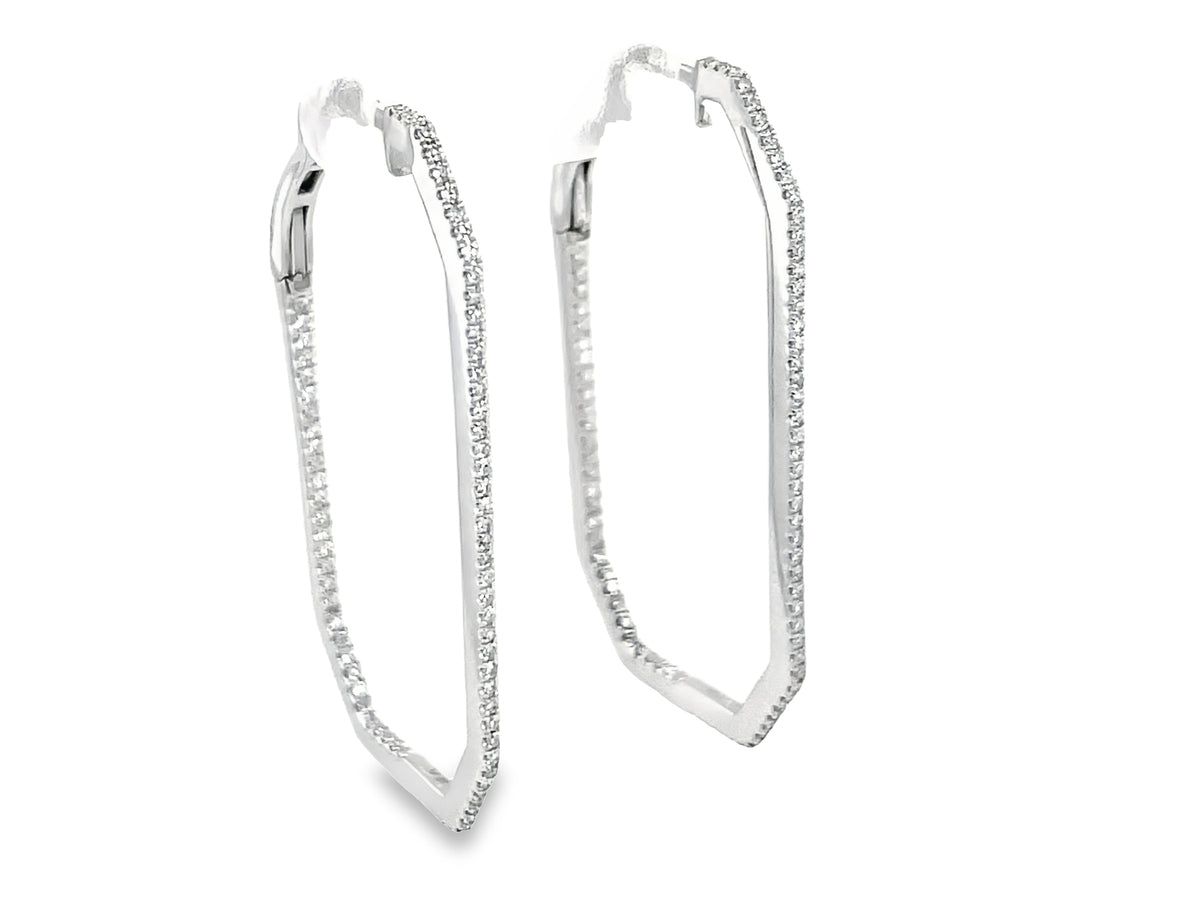 DIAMOND RECTANGLE INSIDE OUTSIDE HOOP EARRING