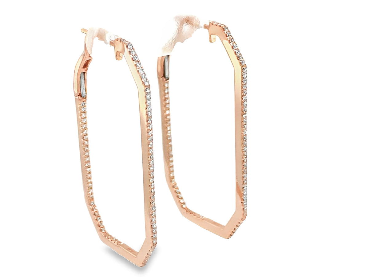 DIAMOND RECTANGLE INSIDE OUTSIDE HOOP EARRING