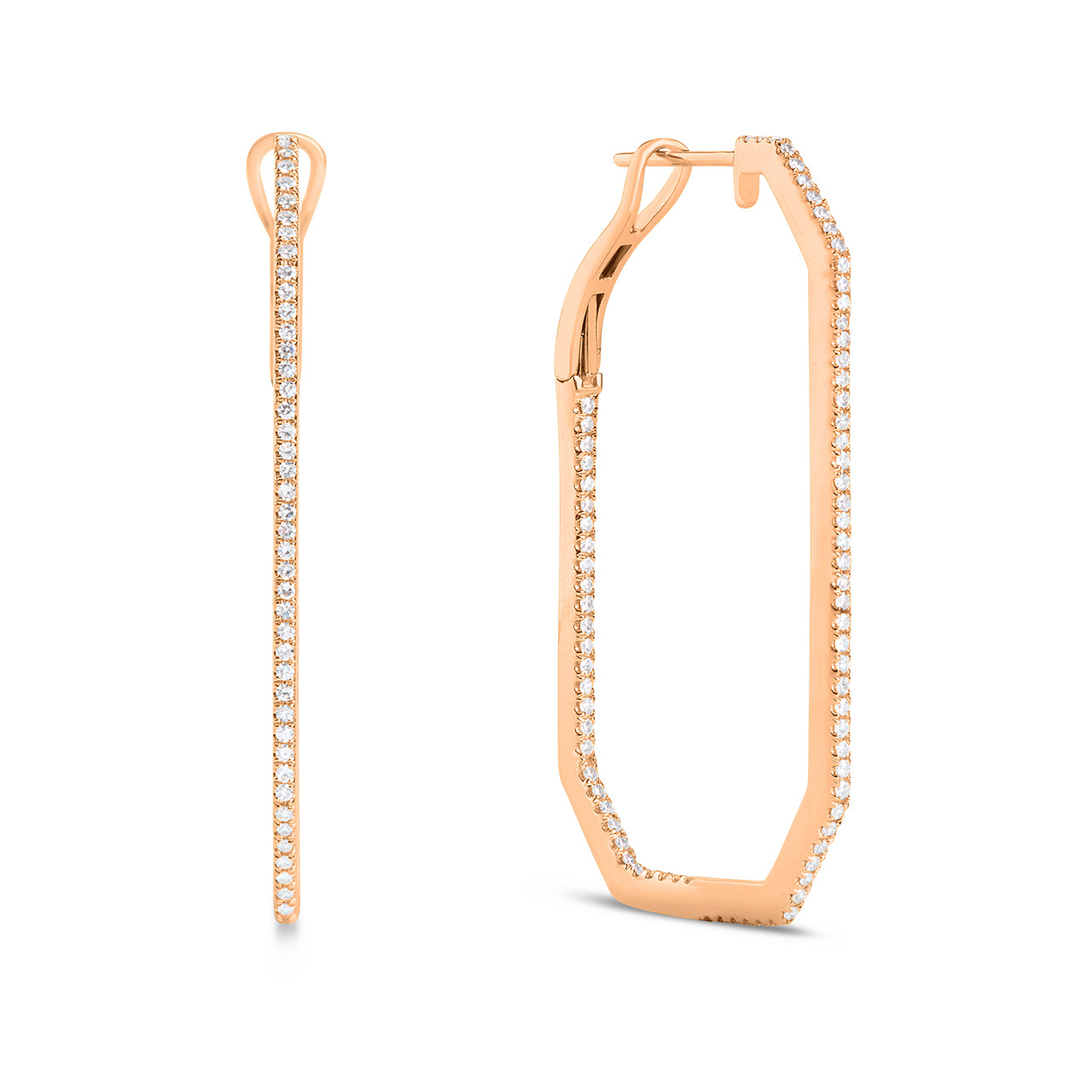Diamond Rectangle Slim Hoop Earring