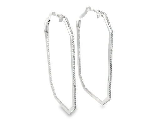 DIAMOND RECTANGLE INSIDE OUTSIDE HOOP EARRING