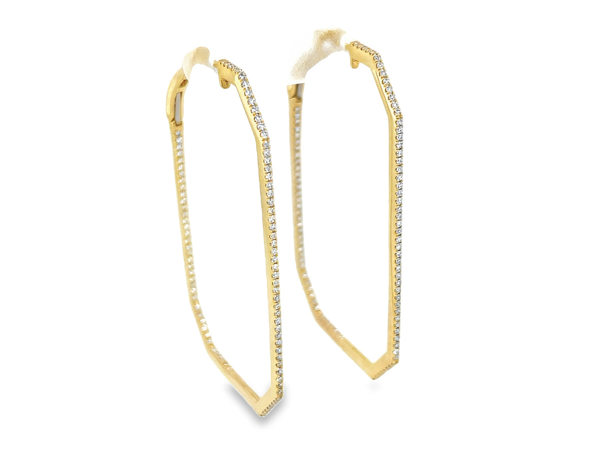 DIAMOND RECTANGLE INSIDE OUTSIDE HOOP EARRING