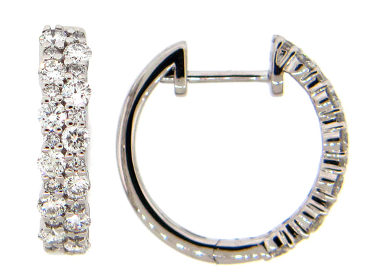 DIAMOND 2 ROW 17MM HOOP EARRING