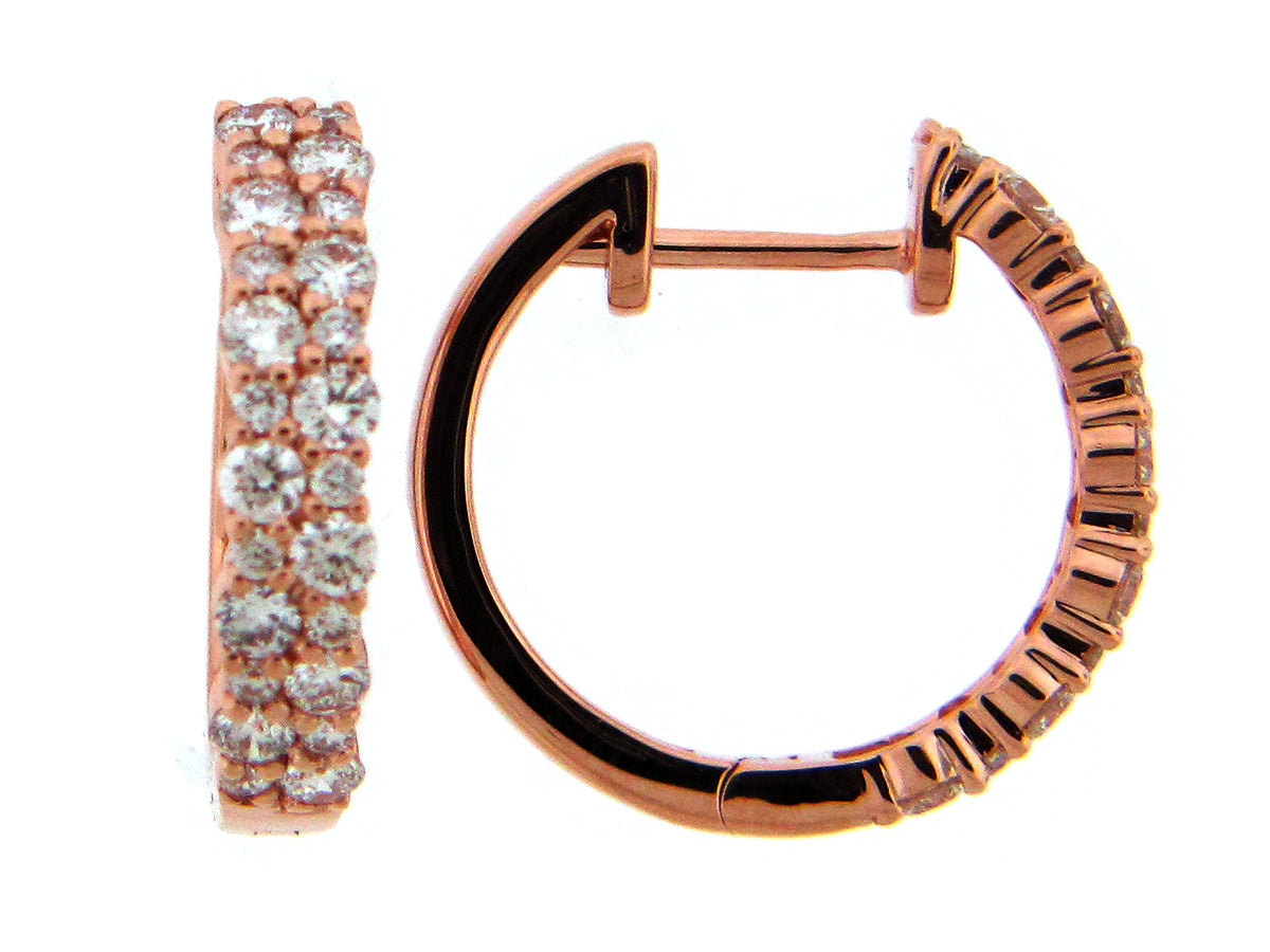 DIAMOND 2 ROW 17MM HOOP EARRING