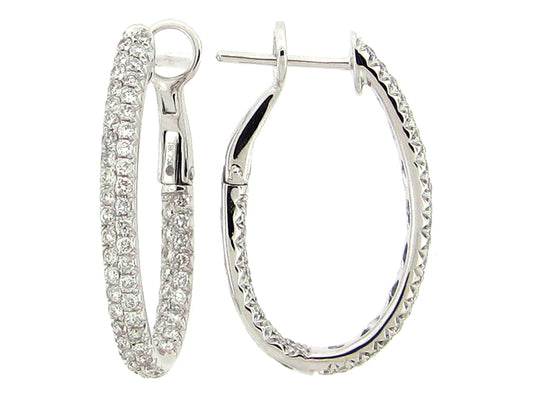 DIAMOND 2 ROW OVAL 28X17MM HOOP EARRING