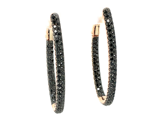 BLACK DIAMOND 2 ROW OVAL 34X18MM EARRING