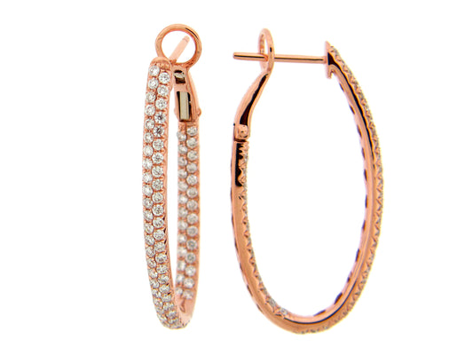 DIAMOND 2 ROW OVAL 34X18MM HOOP EARRING