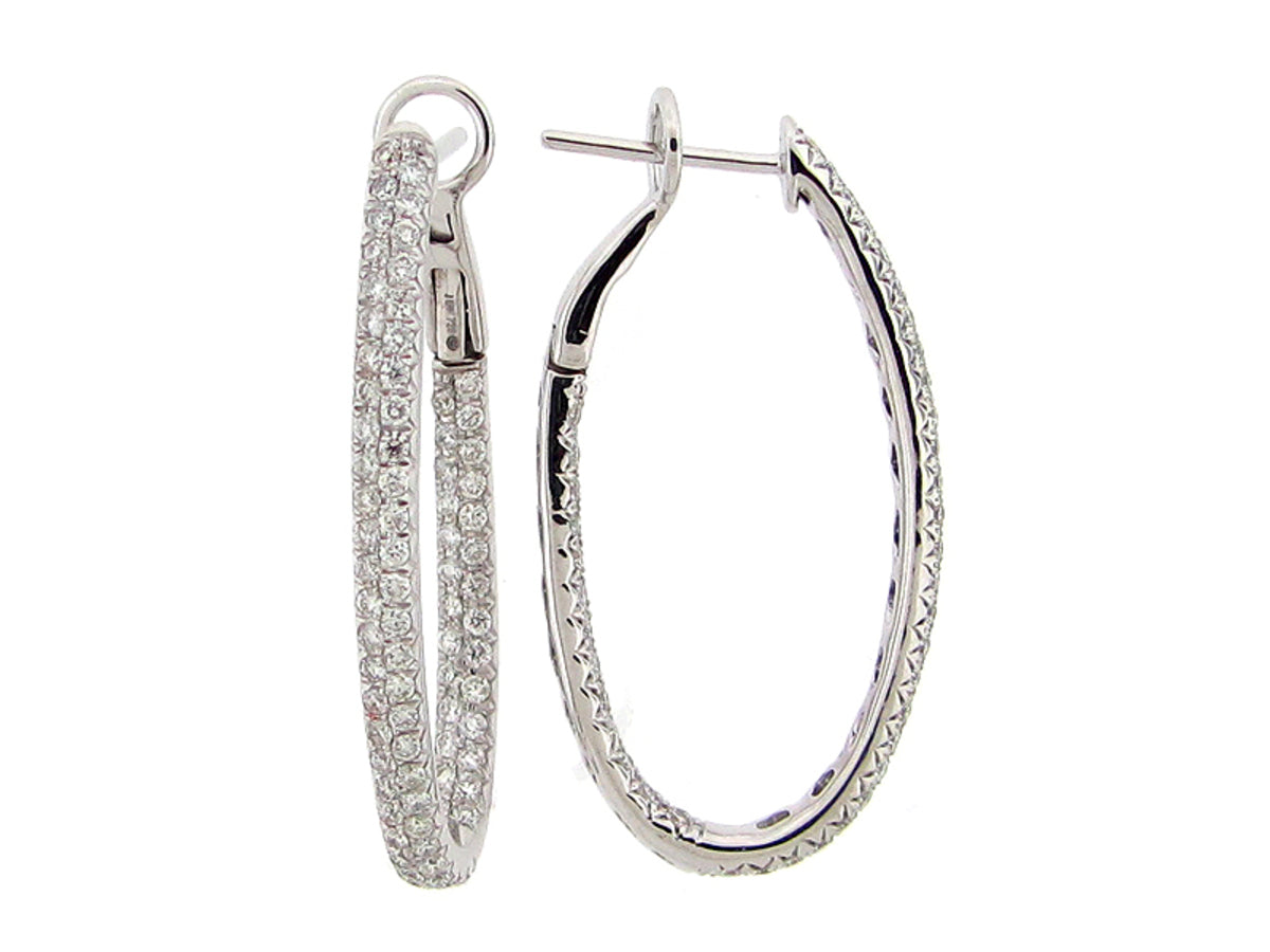 DIAMOND 2 ROW OVAL 34X18MM HOOP EARRING