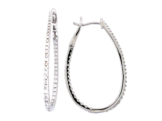 DIAMOND LARGE OVAL HOOP EARRING, 38X25MM, 14KW (N)