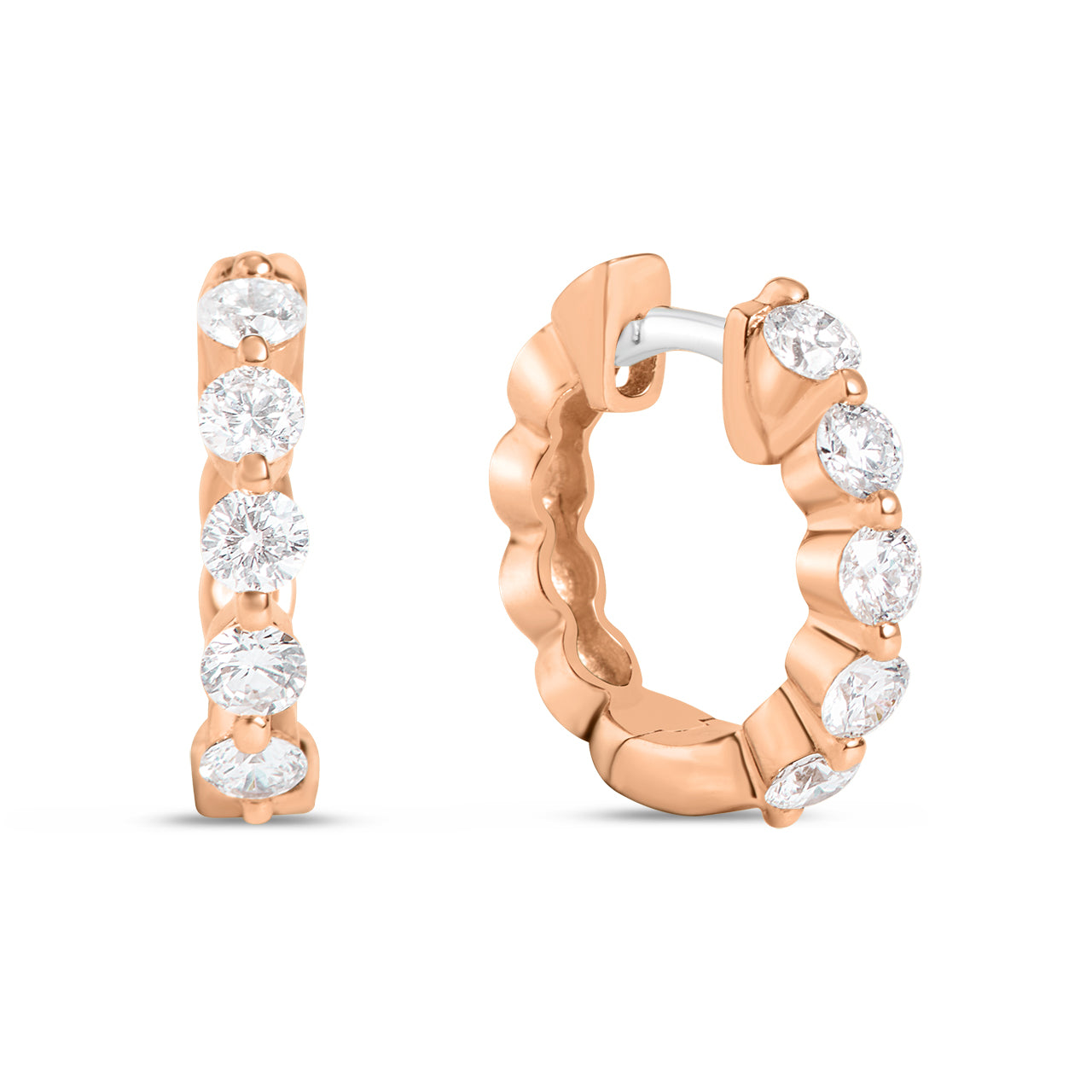 Diamond 5 Stone Huggie Earring
